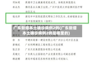 广东新增本土确诊病例2例(广东新增本土确诊病例2例是哪里的)