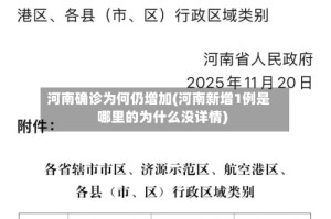 河南确诊为何仍增加(河南新增1例是哪里的为什么没详情)