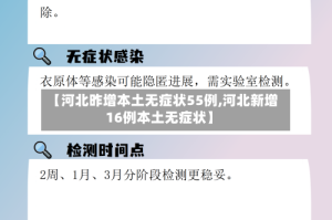【河北昨增本土无症状55例,河北新增16例本土无症状】