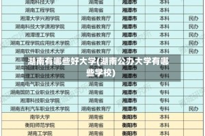 湖南有哪些好大学(湖南公办大学有哪些学校)