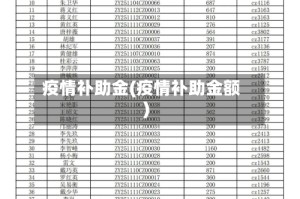 疫情补助金(疫情补助金额)
