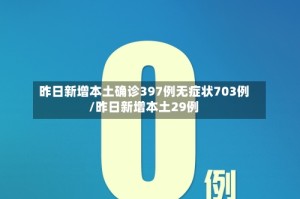 昨日新增本土确诊397例无症状703例/昨日新增本土29例