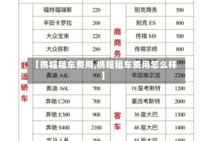 【携程租车费用,携程租车费用怎么样】