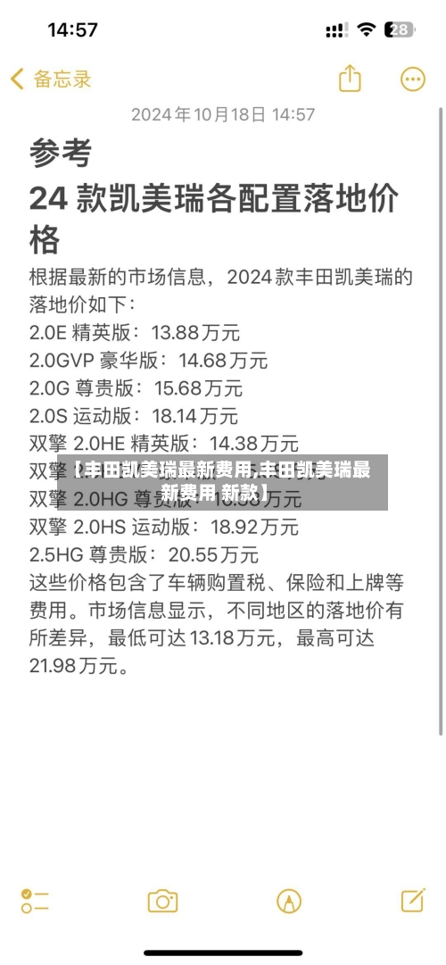 【丰田凯美瑞最新费用,丰田凯美瑞最新费用 新款】-第3张图片