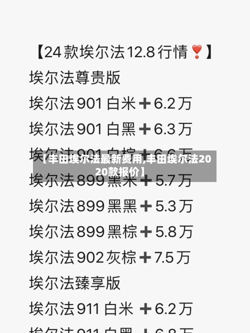 【丰田埃尔法最新费用,丰田埃尔法2020款报价】-第1张图片