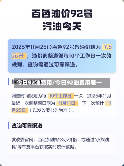 今日92油费用/今日92油费用表一-第1张图片